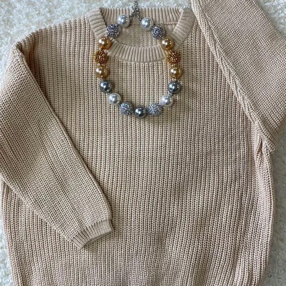 Little girls Cream Long Sleeve Sweater